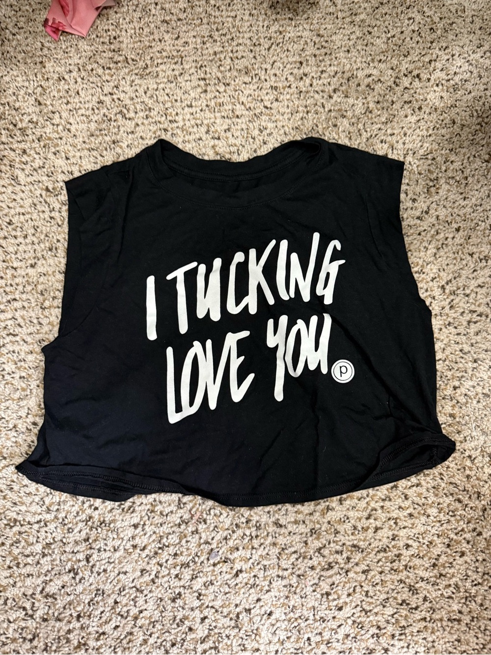 Pure Barre Black Crop Muscle Tank with White Script and Logo⭐️ Used - Like New